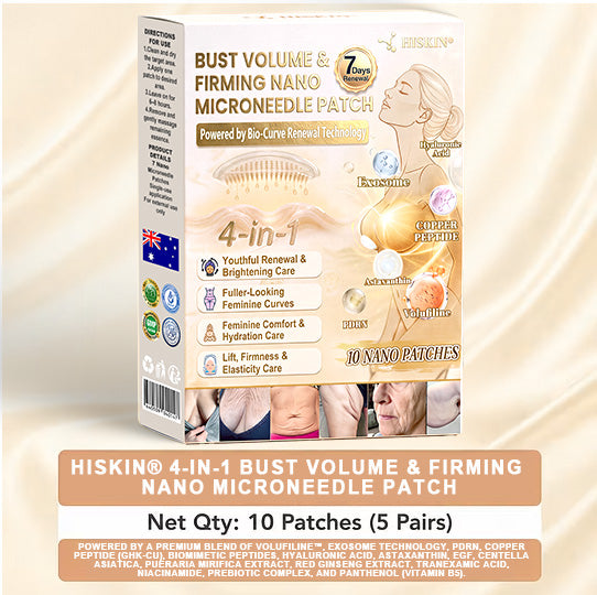 HISKIN® Bust Volume, Lift & Firming Nano Microneedle Patch Volufiline + Exosome + Copper Peptide Formula Powered by Cellular Renewal Technology