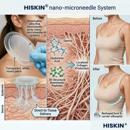 HISKIN® Bust Volume, Lift & Firming Nano Microneedle Patch Volufiline + Exosome + Copper Peptide Formula Powered by Cellular Renewal Technology